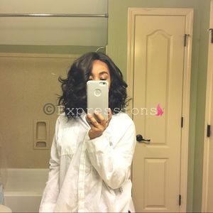 Short Wavy Bob Human Blend Wig